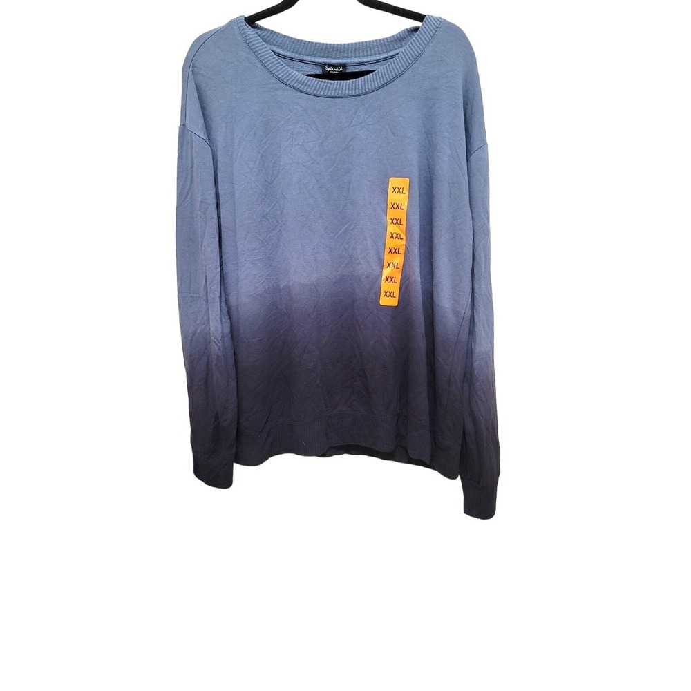 Splendid Mens XXL Blue Ombre Dip‎ Dye Crew Neck Pullover Sweatshirt New